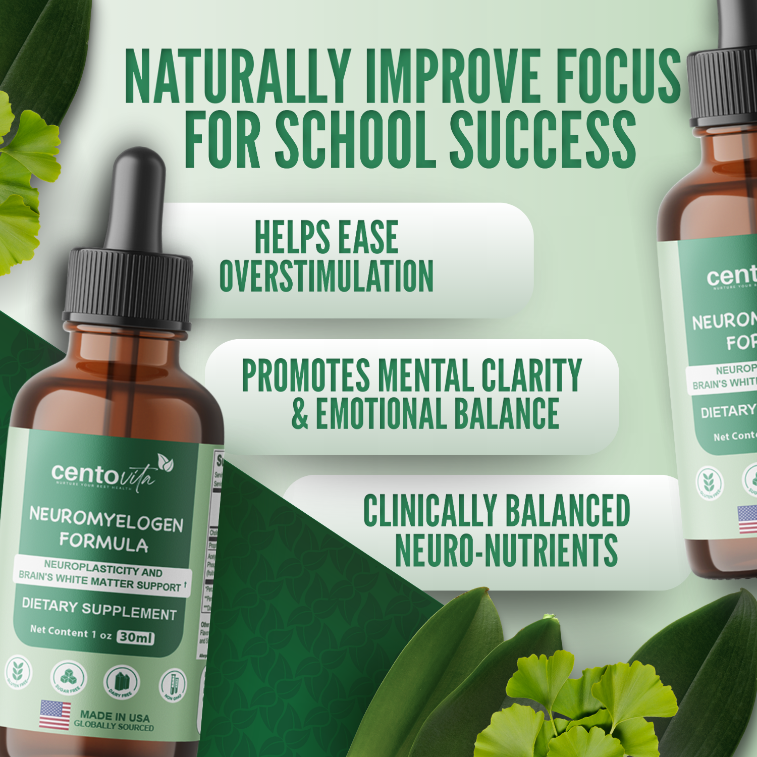 Neuromyelogen Formula brain myelin and neuroplasticity support for children ‚Äì Centovita Development Booster ‚Äì Made in USA ‚Äì Autism support