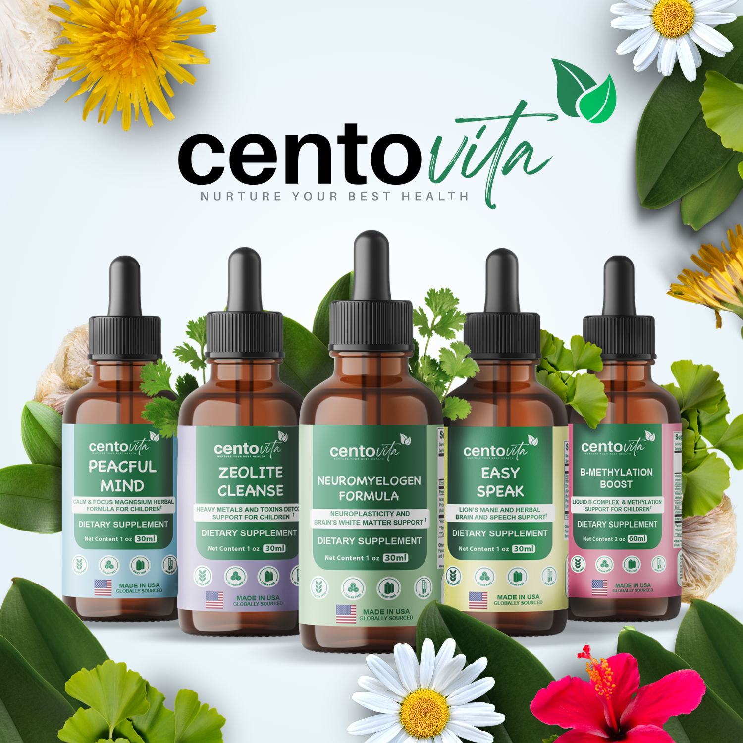 Zeolite Cleanse gentle heavy metal and toxin detox drops for kids ‚Centovita Development Booster ‚ Made in USA ‚Autism support supplement