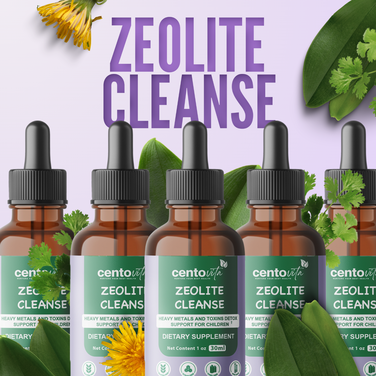 Zeolite Cleanse gentle heavy metal and toxin detox drops for kids ‚Centovita Development Booster ‚ Made in USA ‚Autism support supplement