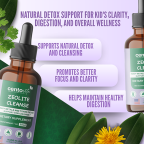 Zeolite Cleanse gentle heavy metal and toxin detox drops for kids ‚Centovita Development Booster ‚ Made in USA ‚Autism support supplement
