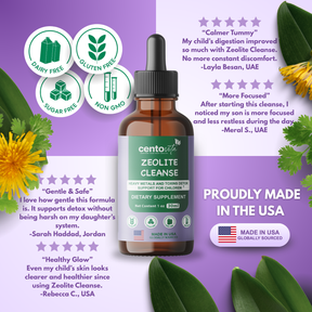 Zeolite Cleanse gentle heavy metal and toxin detox drops for kids ‚Centovita Development Booster ‚ Made in USA ‚Autism support supplement