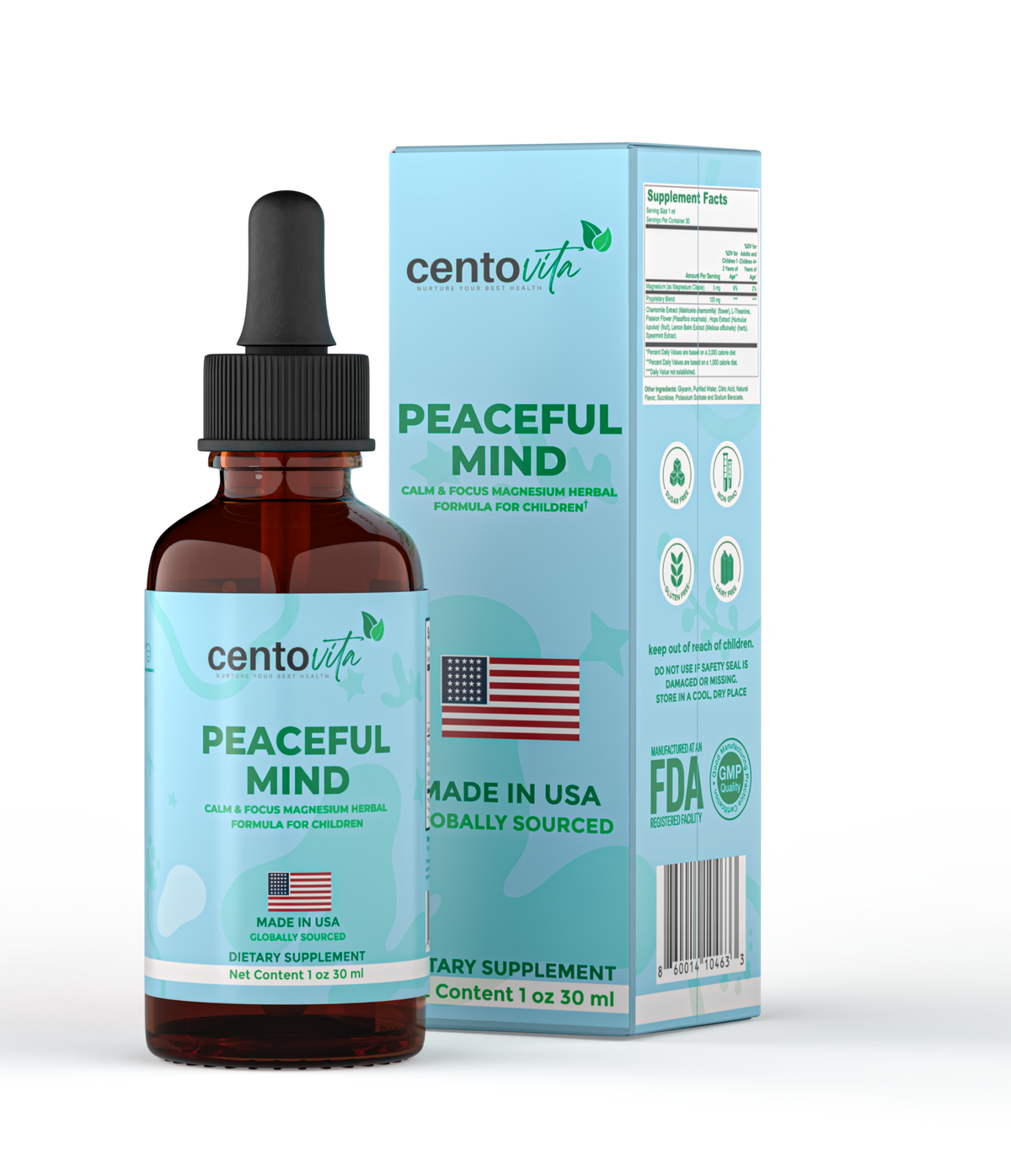 Peaceful Minds – Children’s Calming Supplement with Magnesium & Herbal Blend for Focus | Centovita